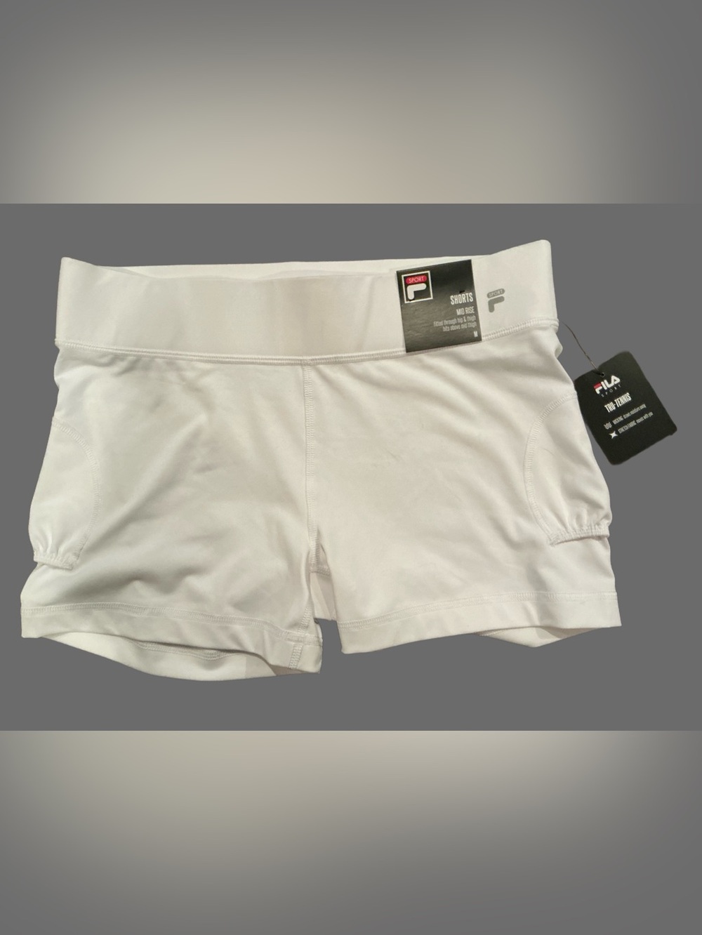 Fila Women's White Bike Shorts with Side Pockets